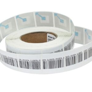 Etiqueta RF 8,2 MHz 4x4cm con Código, Rollo de 1000 unidades